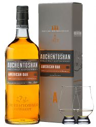 Auchentoshan American Oak Single Malt Whisky 0,7 Liter + 2 Glencairn Glser