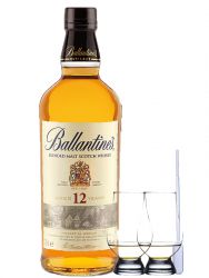 Ballantines 12 Jahre blended Malt ehem. Pure Malt Whisky 0,7 Liter + 2 Glencairn Glser + Einwegpipette 1 Stck