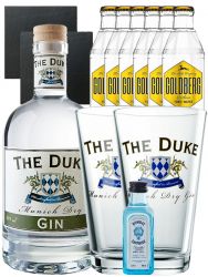 Gin-Set The Duke Gin 0,7 Liter + Nordes Atlantic Gin 5cl + 6 Goldberg Tonic 0,2 Liter + 2 Schieferuntersetzer + 2 x The Duke Glas 0,3 Liter