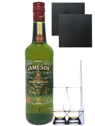 Jameson Irish Whiskey Knstler Label Limited Edition 0,7 Liter + 2 Glencairn Glser + 2 Schieferuntersetzer 9,5 cm + Einwegpipette 1 Stck