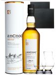 AnCnoc 12 Jahre Single Malt Whisky 0,7 Liter + 2 Glencairn Glser + 2 Schieferuntersetzer 9,5 cm