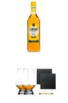 J. Wray Gold Rum Jamaika 0,7 Liter + The Glencairn Glass Whisky Glas Stlzle 2 Stck + Schiefer Glasuntersetzer eckig ca. 9,5 cm  2 Stck
