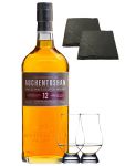 Auchentoshan 12 Jahre Single Malt Whisky 0,7 Liter + 2 Glencairn Glser + 2 Schieferuntersetzer quadratisch ca. 9,5 cm