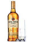 Bacardi Gold 3 Jahre Bahamas 1,0 Liter + 2 Glencairn Glser + Einwegpipette 1 Stck