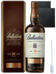 Ballantines 30 Jahre Blended Scotch Whisky + 2 Schieferuntersetzer 9,5 cm + Einwegpipette 1 Stck