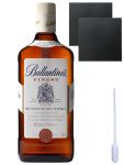 Ballantines Deluxe blended Scotch Whisky 0,7 Liter + 2 Schieferuntersetzer 9,5 cm + Einwegpipette 1 Stck