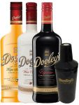 Dooleys-Mix 3 x 0,7 Liter Espresso Likr, Tropical und White Chocolate mit Wodka + Dooleys Shaker