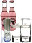 Gin Mare aus Spanien 0,1 Liter Miniaturenflasche + 2 x Thomas Henry Cherry Blossom 0,2L + 2 London Blue Londgrink Glser + Einwegpipette