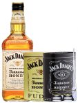 Jack Daniels Honey Whisky Likr 0,7 Liter + 300g JD`s HONEY Fudge & 300g JD`s Whisky Malt Fudge + 2 Glencairn Glser und Einwegpipette