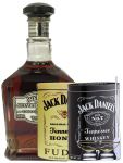 Jack Daniels Silver Select Single Barrel 0,7 Liter + 300g JD`s HONEY Fudge & 300g JD`s Whisky Malt Fudge + 2 Glencairn Glser und Einwegpipette