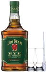 Jim Beam Rye Green Label Bourbon Whiskey 0,7 Liter + 2 Glencairn Glser + Einwegpipette 1 Stck