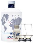 Nordes Atlantic Gin Set 1 x 0,7 Liter und 1 x 0,05 Liter Miniatur + 2 Glencairn Glser
