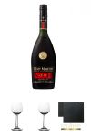 Remy Martin VSOP Cognac Frankreich 0,7 Liter + Nosing Glser Kelchglas Bugatti mit Eichstrich 2cl und 4cl 2 Stck +  Schiefer Glasuntersetzer eckig ca. 9,5 cm  2 Stck