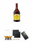 Cardenal Mendoza spanischer Brandy 0,7 Liter + The Glencairn Glass Whisky Glas Stlzle 2 Stck + Schiefer Glasuntersetzer eckig ca. 9,5 cm  2 Stck + Buffet-Platte Servierplatte Schieferplatte aus Schiefer 60 x 30 cm schwarz