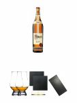 Asbach Uralt Magnumflasche 3,0 Liter + The Glencairn Glass Whisky Glas Stlzle 2 Stck + Schiefer Glasuntersetzer eckig ca. 9,5 cm  2 Stck + Buffet-Platte Servierplatte Schieferplatte aus Schiefer 60 x 30 cm schwarz