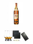 Asbach Uralt 1,0 Liter + The Glencairn Glass Whisky Glas Stlzle 2 Stck + Schiefer Glasuntersetzer eckig ca. 9,5 cm  2 Stck + Buffet-Platte Servierplatte Schieferplatte aus Schiefer 60 x 30 cm schwarz