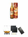 Asbach Uralt 0,7 Liter + The Glencairn Glass Whisky Glas Stlzle 2 Stck + Schiefer Glasuntersetzer eckig ca. 9,5 cm  2 Stck + Buffet-Platte Servierplatte Schieferplatte aus Schiefer 60 x 30 cm schwarz