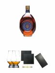Vecchia Romagna Riserva 10 Jahre italinischer Brandy 0,7 Liter + The Glencairn Glass Whisky Glas Stlzle 2 Stck + Schiefer Glasuntersetzer eckig ca. 9,5 cm  2 Stck + Buffet-Platte Servierplatte Schieferplatte aus Schiefer 60 x 30 cm schwarz