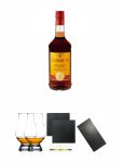 Carlos III Spanien 0,7 Liter + The Glencairn Glass Whisky Glas Stlzle 2 Stck + Schiefer Glasuntersetzer eckig ca. 9,5 cm  2 Stck + Buffet-Platte Servierplatte Schieferplatte aus Schiefer 60 x 30 cm schwarz