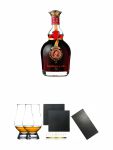 Gran Duque de Alba Oro 0,7 Liter + The Glencairn Glass Whisky Glas Stlzle 2 Stck + Schiefer Glasuntersetzer eckig ca. 9,5 cm  2 Stck + Buffet-Platte Servierplatte Schieferplatte aus Schiefer 60 x 30 cm schwarz