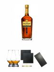 Metaxa 12* Sterne 12 Jahre alt 0,7 Liter + The Glencairn Glass Whisky Glas Stlzle 2 Stck + Schiefer Glasuntersetzer eckig ca. 9,5 cm  2 Stck + Buffet-Platte Servierplatte Schieferplatte aus Schiefer 60 x 30 cm schwarz