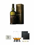 Ardbeg TEN 10 Jahre Islay Single Malt Whisky 1,0 Liter + Edradour Malt Whisky Fudge 170 Gramm GP + The Glencairn Glass Whisky Glas Stlzle 2 Stck + Schiefer Glasuntersetzer eckig ca. 9,5 cm  2 Stck