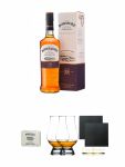 Bowmore 18 Jahre Islay Single Malt Whisky 0,7 Liter + Edradour Malt Whisky Fudge 170 Gramm GP + The Glencairn Glass Whisky Glas Stlzle 2 Stck + Schiefer Glasuntersetzer eckig ca. 9,5 cm  2 Stck