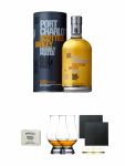 Bruichladdich Port Charlotte Scottish Barley + Edradour Malt Whisky Fudge 170 Gramm GP + The Glencairn Glass Whisky Glas Stlzle 2 Stck + Schiefer Glasuntersetzer eckig ca. 9,5 cm  2 Stck
