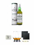 Laphroaig Quarter Cask Islay Single Malt Whisky 0,7 Liter + Edradour Malt Whisky Fudge 170 Gramm GP + The Glencairn Glass Whisky Glas Stlzle 2 Stck + Schiefer Glasuntersetzer eckig ca. 9,5 cm  2 Stck