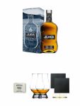 Isle of Jura 12 Jahre Elixier Single Malt Whisky 0,7 Liter + Edradour Malt Whisky Fudge 170 Gramm GP + The Glencairn Glass Whisky Glas Stlzle 2 Stck + Schiefer Glasuntersetzer eckig ca. 9,5 cm  2 Stck