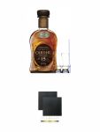 Cardhu 15 Jahre Single Malt Whisky 0,7 Liter + 2 Glencairn Glser + Einwegpipette 1 Stck + Schiefer Glasuntersetzer eckig ca. 9,5 cm  2 Stck
