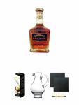 Jack Daniels Single Barrel Select Bourbon Whiskey 0,7 Liter + Glencairn Glas Twin Pack Whiskyglas Stlzle 2 Stck + Wasserkrug Half Pint Serie The Glencairn Glass Stlzle + Schiefer Glasuntersetzer eckig ca. 9,5 cm  2 Stck