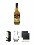 Jim Beam APPLE Whiskey 0,7 Liter + Glencairn Glas Twin Pack Whiskyglas Stlzle 2 Stck + Wasserkrug Half Pint Serie The Glencairn Glass Stlzle + Schiefer Glasuntersetzer eckig ca. 9,5 cm  2 Stck