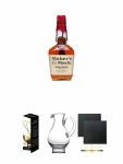 Makers Mark Bourbon Whiskey 0,7 Liter + Glencairn Glas Twin Pack Whiskyglas Stlzle 2 Stck + Wasserkrug Half Pint Serie The Glencairn Glass Stlzle + Schiefer Glasuntersetzer eckig ca. 9,5 cm  2 Stck