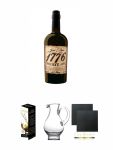 1776 Straight Rye Whiskey 0,7 Liter + Glencairn Glas Twin Pack Whiskyglas Stlzle 2 Stck + Wasserkrug Half Pint Serie The Glencairn Glass Stlzle + Schiefer Glasuntersetzer eckig ca. 9,5 cm  2 Stck