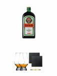 Jgermeister aus Deutschland 0,7 Liter + The Glencairn Glass Whisky Glas Stlzle 2 Stck + Schiefer Glasuntersetzer eckig ca. 9,5 cm  2 Stck