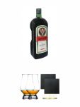 Jgermeister aus Deutschland 1,75 Liter + The Glencairn Glass Whisky Glas Stlzle 2 Stck + Schiefer Glasuntersetzer eckig ca. 9,5 cm  2 Stck
