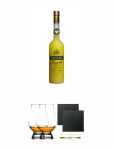 Pallini Limoncello aus Italien 0,7 Liter + The Glencairn Glass Whisky Glas Stlzle 2 Stck + Schiefer Glasuntersetzer eckig ca. 9,5 cm  2 Stck