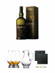 Ardbeg TEN 10 Jahre Islay Single Malt Whisky 1,0 Liter + The Glencairn Glass Whisky Glas Stlzle 2 Stck + Wasserkrug Half Pint Serie The Glencairn Glass Stlzle + Schiefer Glasuntersetzer eckig ca. 9,5 cm  2 Stck