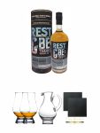 Bruichladdich 12 Jahre 59,3% Rest and Be 0,7 Liter + The Glencairn Glass Whisky Glas Stlzle 2 Stck + Wasserkrug Half Pint Serie The Glencairn Glass Stlzle + Schiefer Glasuntersetzer eckig ca. 9,5 cm  2 Stck