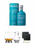 Bruichladdich Scottish Barley Laddie Classic 0,7 Liter + The Glencairn Glass Whisky Glas Stlzle 2 Stck + Wasserkrug Half Pint Serie The Glencairn Glass Stlzle + Schiefer Glasuntersetzer eckig ca. 9,5 cm  2 Stck
