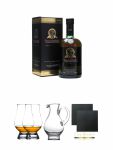 Bunnahabhain 12 Jahre Single Malt Whisky 0,7 Liter + The Glencairn Glass Whisky Glas Stlzle 2 Stck + Wasserkrug Half Pint Serie The Glencairn Glass Stlzle + Schiefer Glasuntersetzer eckig ca. 9,5 cm  2 Stck