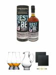 Port Charlotte Syrah Cask 63,3 % 0,7 Liter + The Glencairn Glass Whisky Glas Stlzle 2 Stck + Wasserkrug Half Pint Serie The Glencairn Glass Stlzle + Schiefer Glasuntersetzer eckig ca. 9,5 cm  2 Stck