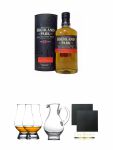 Highland Park 18 Jahre Single Malt Whisky 0,7 Liter + The Glencairn Glass Whisky Glas Stlzle 2 Stck + Wasserkrug Half Pint Serie The Glencairn Glass Stlzle + Schiefer Glasuntersetzer eckig ca. 9,5 cm  2 Stck