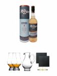 Arran Lochranza Reserve 0,7 Liter + The Glencairn Glass Whisky Glas Stlzle 2 Stck + Wasserkrug Half Pint Serie The Glencairn Glass Stlzle + Schiefer Glasuntersetzer eckig ca. 9,5 cm  2 Stck
