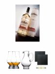 BenRiach 12 Jahre Speyside Single Malt Whisky 0,7 Liter + The Glencairn Glass Whisky Glas Stlzle 2 Stck + Wasserkrug Half Pint Serie The Glencairn Glass Stlzle + Schiefer Glasuntersetzer eckig ca. 9,5 cm  2 Stck