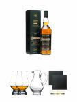 Cragganmore Distillers Edition Speyside 0,7 Liter + The Glencairn Glass Whisky Glas Stlzle 2 Stck + Wasserkrug Half Pint Serie The Glencairn Glass Stlzle + Schiefer Glasuntersetzer eckig ca. 9,5 cm  2 Stck