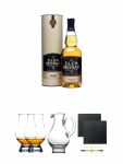 Glen Moray 12 Jahre Single Malt Whisky 0,7 Liter + The Glencairn Glass Whisky Glas Stlzle 2 Stck + Wasserkrug Half Pint Serie The Glencairn Glass Stlzle + Schiefer Glasuntersetzer eckig ca. 9,5 cm  2 Stck