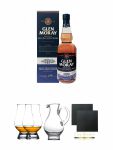 Glen Moray Port Cask Single Malt Whisky 0,7 Liter + The Glencairn Glass Whisky Glas Stlzle 2 Stck + Wasserkrug Half Pint Serie The Glencairn Glass Stlzle + Schiefer Glasuntersetzer eckig ca. 9,5 cm  2 Stck