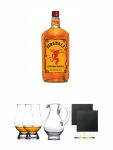 Fireball Whisky Zimt Likr Kanada 0,7 Liter + The Glencairn Glass Whisky Glas Stlzle 2 Stck + Wasserkrug Half Pint Serie The Glencairn Glass Stlzle + Schiefer Glasuntersetzer eckig ca. 9,5 cm  2 Stck
